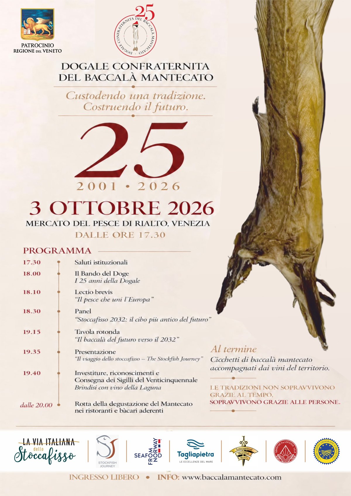 La locandina della serata del 3 ottobre 2026 al Mercato del Pesce di Rialto
